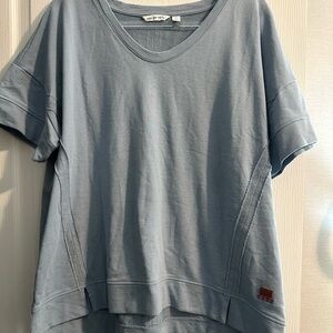 Peace Love World Short Sleeve Tee in Light Blue